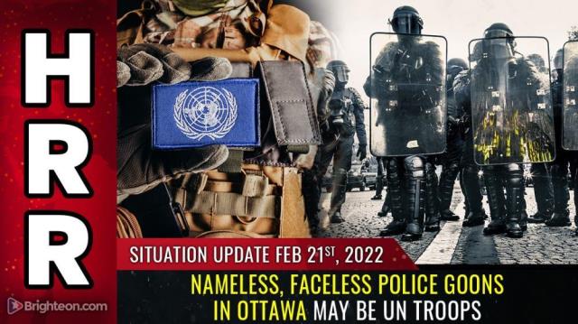 Nameless, faceless POLICE GOONS in Ottawa may be UN troops