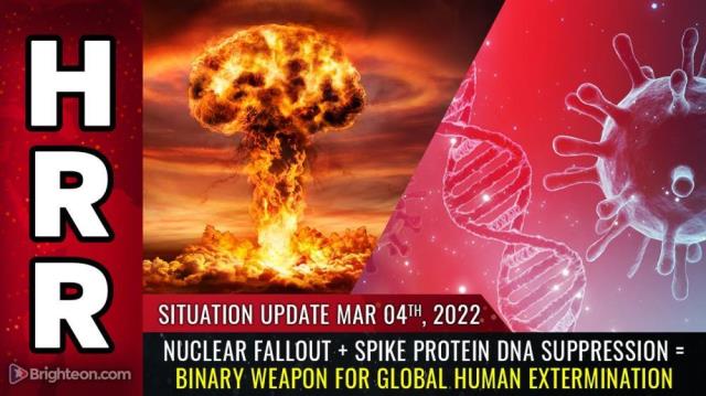 Nuclear FALLOUT + Spike protein DNA suppression = BINARY weapon for global human extermination